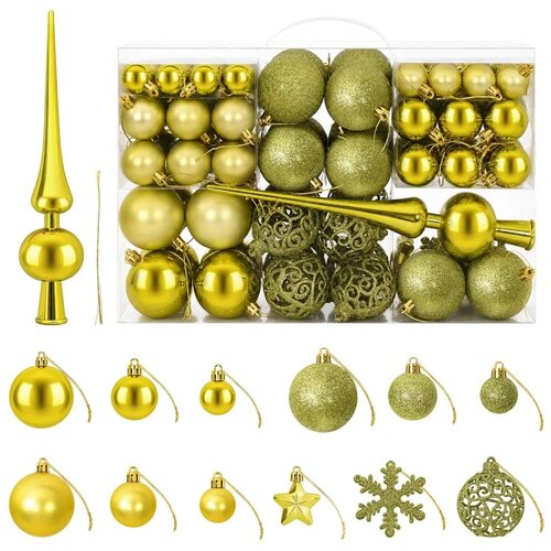  Set božićnih kuglica 111 kom. Svijetlo zelena 6 cm Polistiren - Svijetlo zelena Slike
