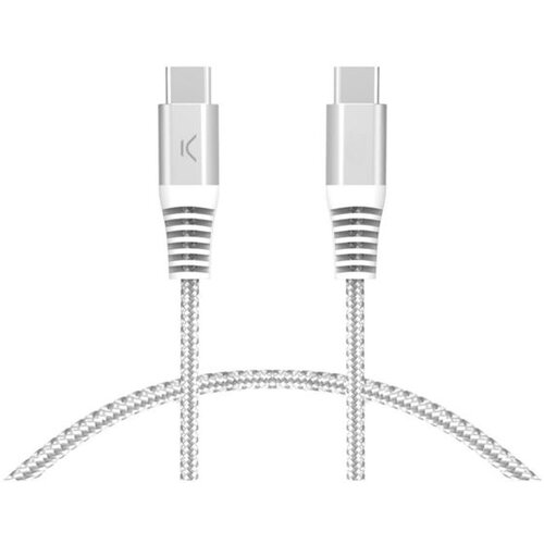 Ksix ultrabrzi kabel USB-C na USB-C, 60W, pleteni, ojačani konektori, 2m, bijel Cijene