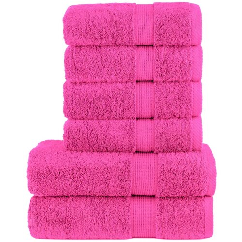VidaXL 6-dijelni vrhunski set ručnika ružičasti 600 gsm 100 % pamuk Slike