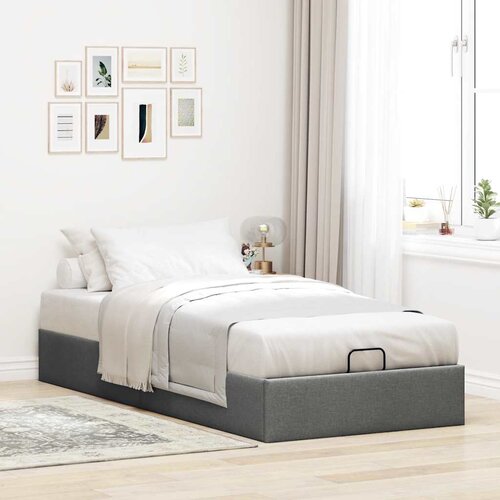 vidaXL Otomanski posteljni okvir brez vzmetnice siv 100x200 cm blago Cene