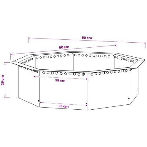  Prsten za vatru Crna 90 x 90 x 25 cm Čelik Slike