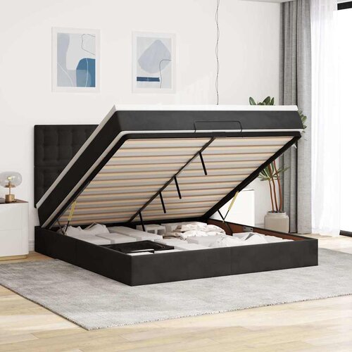 VidaXL Okvir kreveta s madracima crni 160x200cm bar&amp;scaron;unasti Slike