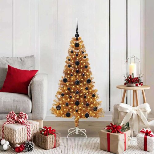 vidaXL Božićno drvce s 150 LED svjetlima s stalakom Zlatno 120 cm PET Cene