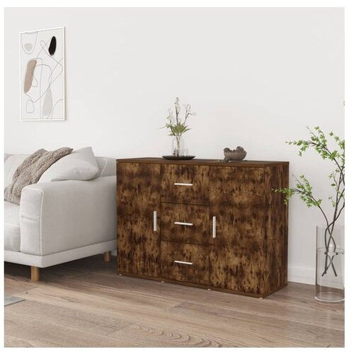  Komoda dimljeni hrast 91x29,5x65 cm inženirski les Cene