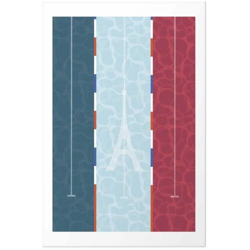  Plakat - Illustration of a Pool Against the French Flag 40x60 Bez okvira s margom Slike