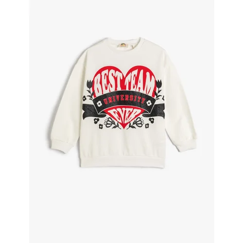 Koton Sweatshirt with Rayons Printed Crewneck Long Sleeved