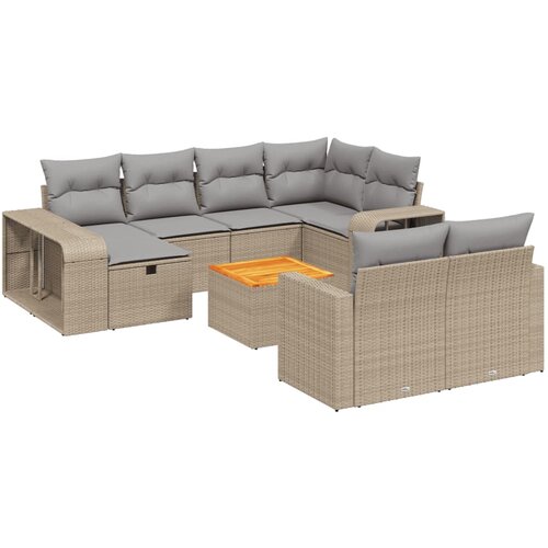 11-dijelni set vrtnih sofa od poliratana s jastucima bež Slike