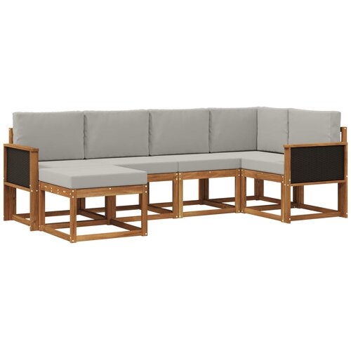 vidaXL Zunanja garnitura za sedenje 6 pcs Naravna in svetlo siva, (5000281835) Cene