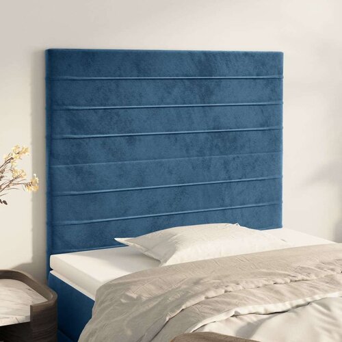  Posteljno vzglavje 2 kosa temno modro 100x5x78/88 cm žamet Slike