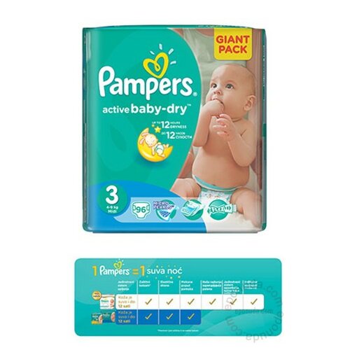 Pampers pelene Active Baby Dry midi 3 (96) GP 5705 Slike