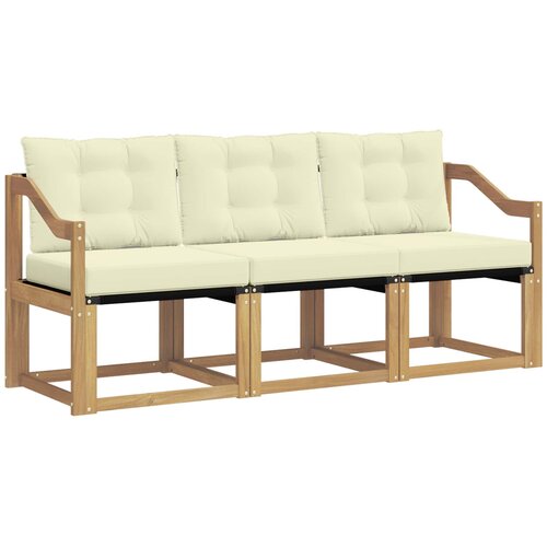 vidaXL Zunanja garnitura za sedenje z blazino 3 pcs Bela in krem, (5000280288) Cene