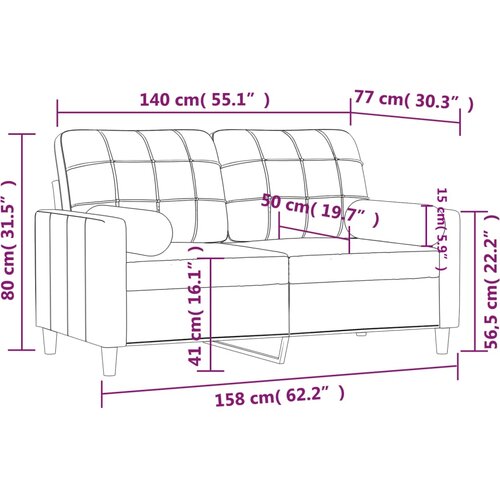 Dvosjed s ukrasnim jastucima svjetlosivi 140 cm od tkanine Slike