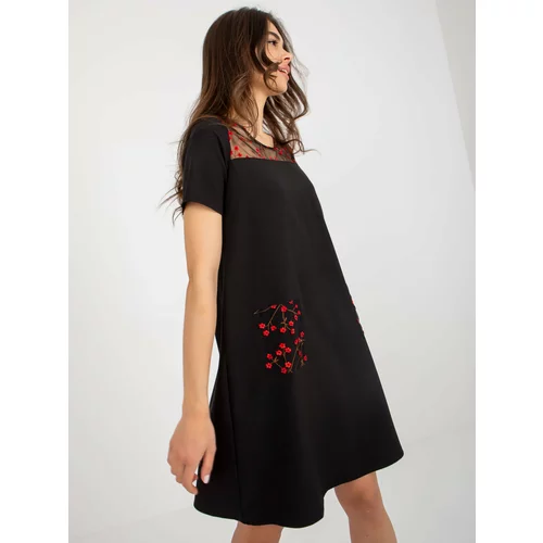 Fashion Hunters Black cocktail dress with short sleeves