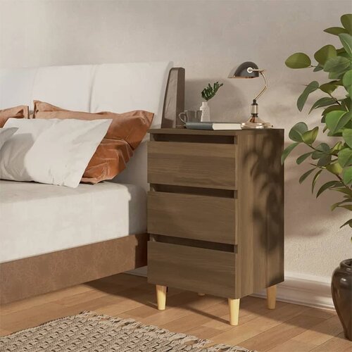 VidaXL noćni ormarić s drvenim nogama smeđi hrast 40 x 35 x 69 cm Slike