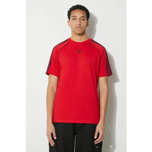 Adidas Bombažna kratka majica moški, rdeča barva