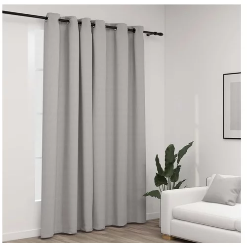  Zatemnitvena zavesa z obročki videz platna siva 290x245 cm