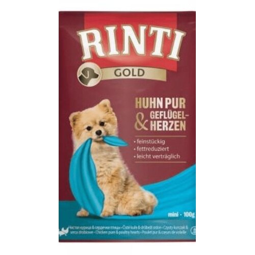 Rinti Gold Vlažna hrana za odrasle pse, Sos sa piletinom i srcem živine, 100g Slike
