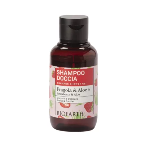 Bioearth Family 2 v 1 šampon in gel za tuširanje z jagodo in aloe vero - 100 ml