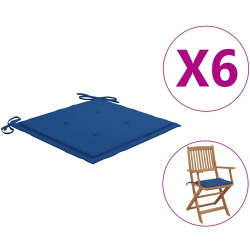 VidaXL Jastuci za vrtne stolice 6 kom plavi 40 x 40 x 3 cm od tkanine Slike