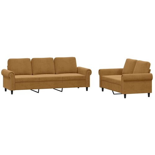  2-dijelni set sofa s jastucima smeđi bar&amp;scaron;unasti Slike