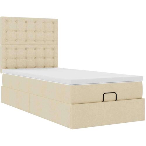 vidaXL Otomanski posteljni okvir z vzmetnico krem 100x200 cm blago Cene