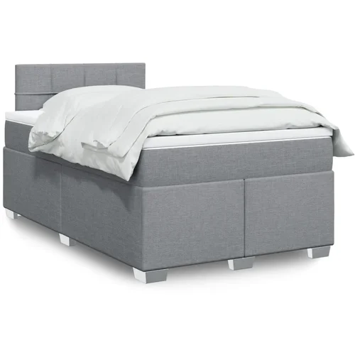 vidaXL Boxspring postelja z vzmetnico svetlo siva 120x190 cm blago