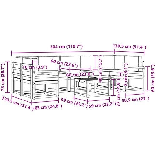  Set vanjskih sofa 8 kom. Prirodna i bež Slike