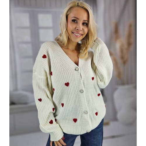 Pri Warm and cozy women&amp;#039;s sweater with hearts for autumn SUMMER Slike