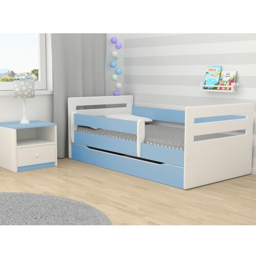 Tomi drveni dečiji krevet sa fiokom - plavi - 180x80 cm QV3XG35 Slike