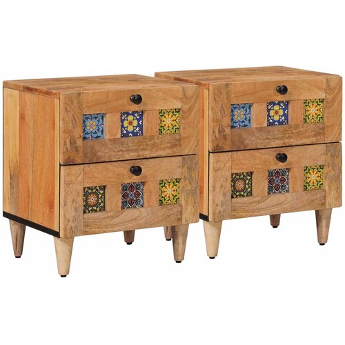  Noćni ormar 2 kom. Prirodna 40 x 33 x 46 cm Čvrsto drvo manga Cijene