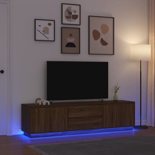 vidaXL TV omarica z LED lučkami rjavi hrast 193,5x41x50 cm Cene