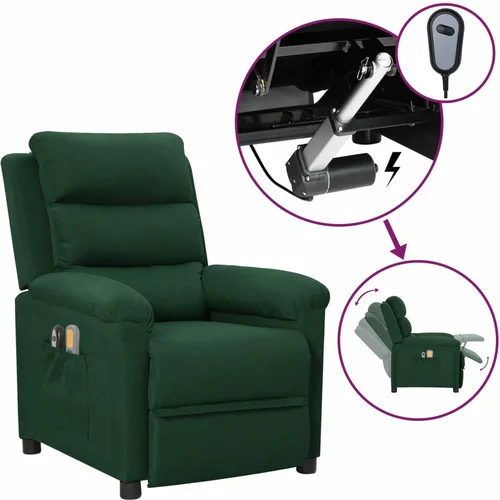 vidaXL električni masažni stol temno zeleno blago