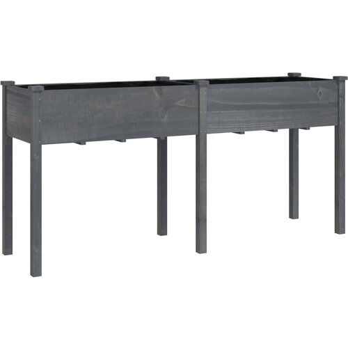 Maison Chic korito - Lonček za rože s podlogo sive barve 161x45x76 cm trden les jelke, (22057435) Slike