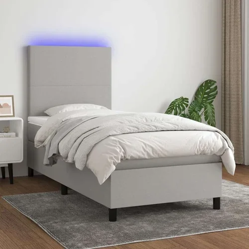  Box spring postelja z vzmetnico LED sv. siva 100x200 cm blago, (20789472)