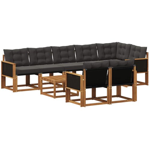 vidaXL Zunanja garnitura za sedenje z blazino 9 pcs Naravna in črna, (5000273290) Cene