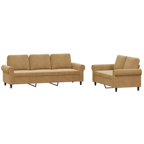 vidaXL 2-dijelni set sofa s jastucima smeđi baršunasti Cijene
