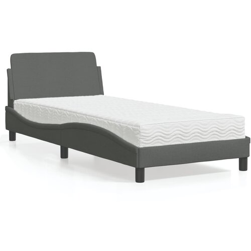 VidaXL Postelja z vzmetnico temno siva 90x190 cm blago Slike