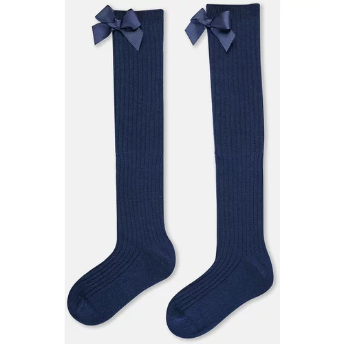 Dagi Navy Blue Girl's Ribbon Detailed Knee-high Socks