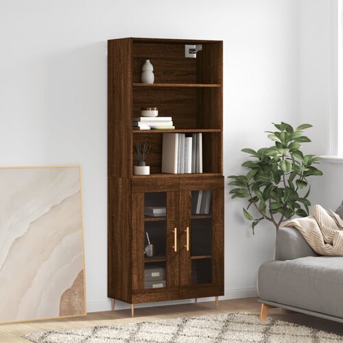 The Living Store Visoka komoda rjav hrast 69,5x34x180 cm inženirski les - Visoka Omara, (21435485) Slike