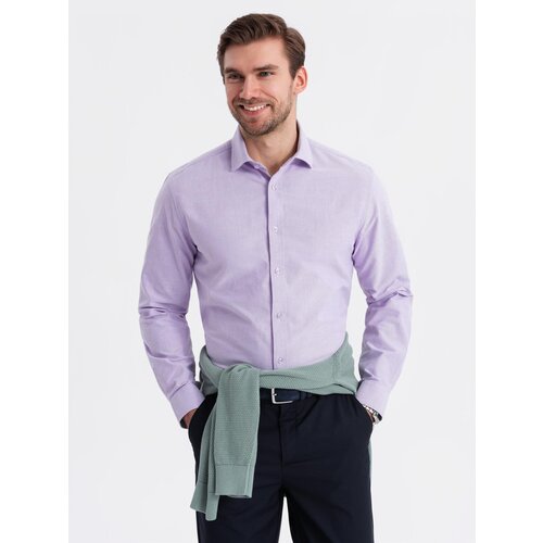 Ombre Men's cotton pastel oxford shirt - lavender Cene