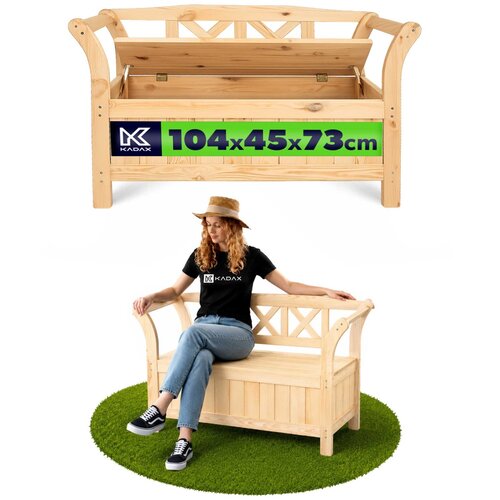 KADAX Lesena vrtna klop s &scaron;katlo za shranjevanje in naslonjalom za teraso 119 cm, (5000346337) Cene