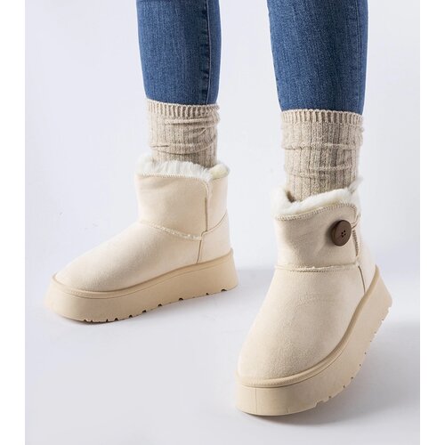 Gemre Beige insulated snow boots with button Ronco Cene