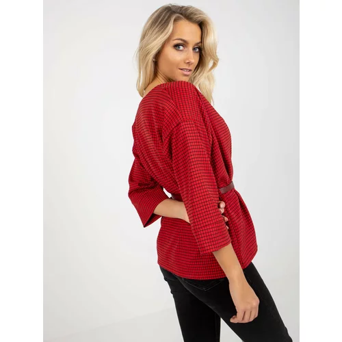 Fashion Hunters Elegant red-black cape with 3/4 sleeves