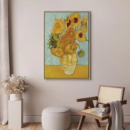  Slika - Vincent van Gogh – Still Life: A Vase With Twelve Sunflowers III 60x90 U prirodnom drvenom okviru Cene