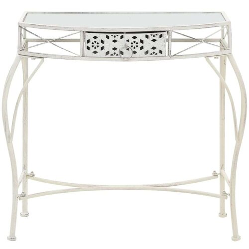  Bočni stolić u francuskom stilu metalni 82 x 39 x 76 cm bijeli Slike