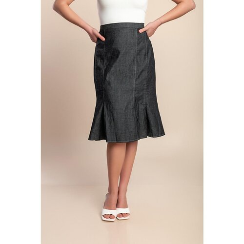 Fenzy Plus Size Traper Suknja Midi Veličine, Siva Slike