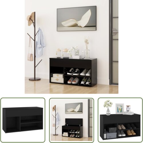 The Living Store Klop za čevlje črna 80x30x45 cm iverna plošča - Klop Za Čevlje, (21744475) Cene