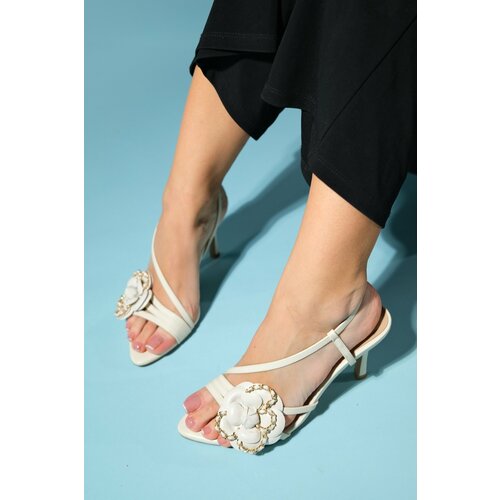 LuviShoes PUBLI Beige Skin Women's Thin Heeled Shoes Cene