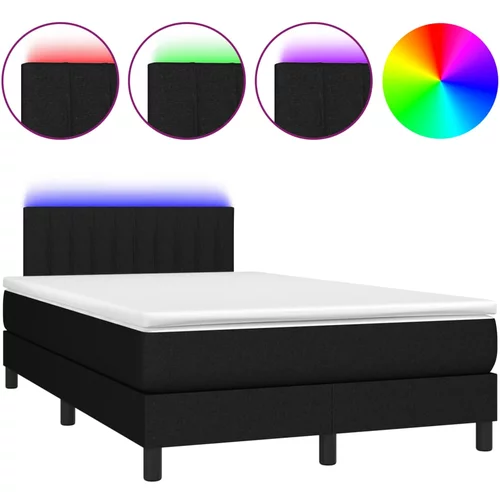 vidaXL Box spring postelja z vzmetnico LED črna 120x190 cm blago, (21111375)