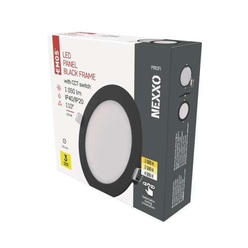  LED vgradno svetilo NEXXO, okroglo, črno, 12W, nastavljiva CCT Slike